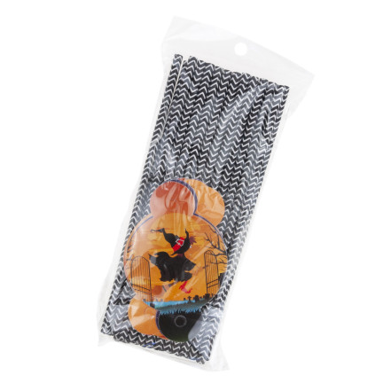 TG73018 PAPIERSTROHHALME MIT HALLOWEEN DEKORATION ÖKO-ROHR GESPENSTER KÜRBIS FLEDERMAUS
