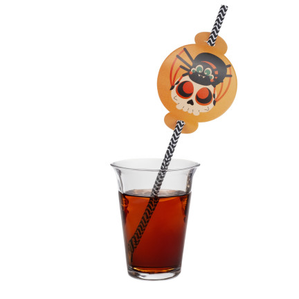 TG73018 PAPIERSTROHHALME MIT HALLOWEEN DEKORATION ÖKO-ROHR GESPENSTER KÜRBIS FLEDERMAUS