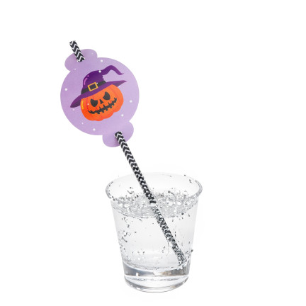 TG73018 PAPIERSTROHHALME MIT HALLOWEEN DEKORATION ÖKO-ROHR GESPENSTER KÜRBIS FLEDERMAUS