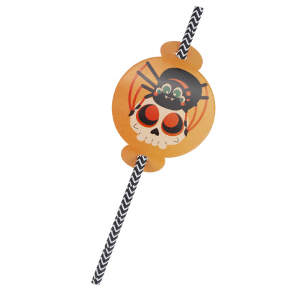 TG73018 PAPIERSTROHHALME MIT HALLOWEEN DEKORATION ÖKO-ROHR GESPENSTER KÜRBIS FLEDERMAUS
