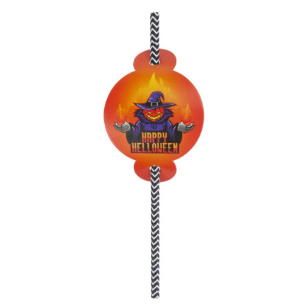 TG73018 PAPIERSTROHHALME MIT HALLOWEEN DEKORATION ÖKO-ROHR GESPENSTER KÜRBIS FLEDERMAUS