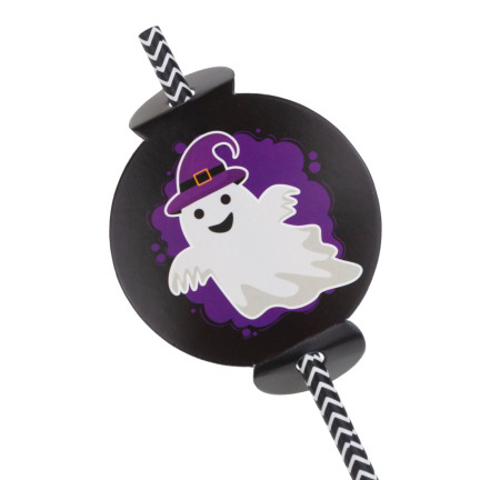 TG73018 PAPIERSTROHHALME MIT HALLOWEEN DEKORATION ÖKO-ROHR GESPENSTER KÜRBIS FLEDERMAUS