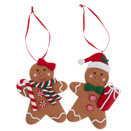 TG73607 Lebkuchenmänner 2tlg. WEIHNACHTSDEKORATION LEBKUCHEN-KUGEL