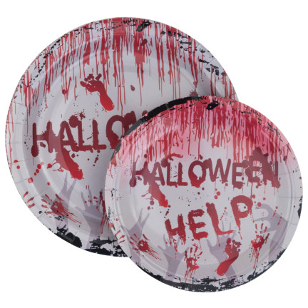 TG74162 GESCHIRR SET HALLOWEEN DEKORATIONSEN TISCHDECKE TASSEN TELLER SERVIETTEN