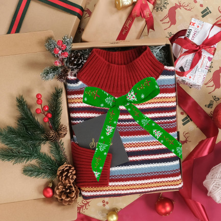 TG74288-1 SCHLEIFENBAND DEKORATION WEIHNACHTEN DEKORATION GESCHENK KRANZ 2,7M