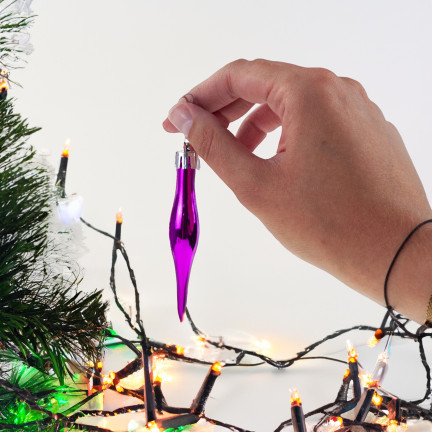 TG74294-2 EISZAPFEN WEIHNACHTSBAUMKUGELN LÄNGLICH ANHÄNGER SET