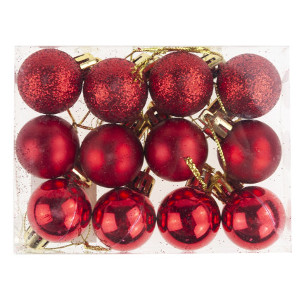 TG74324-4 KUNSTSTOFFKUGELN SET 12PCS/KPL ROT WEIHNACHTSBAUMSCHMUCK