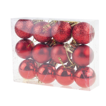 TG74324-4 KUNSTSTOFFKUGELN SET 12PCS/KPL ROT WEIHNACHTSBAUMSCHMUCK