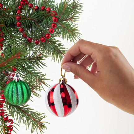 TG74340-4 Großes Set Weihnachtskugeln, rote Christbaumschmuckkugeln