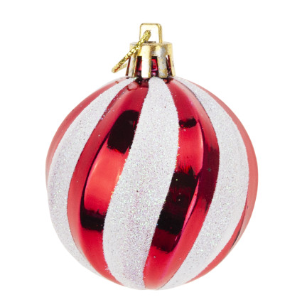 TG74340-4 Großes Set Weihnachtskugeln, rote Christbaumschmuckkugeln