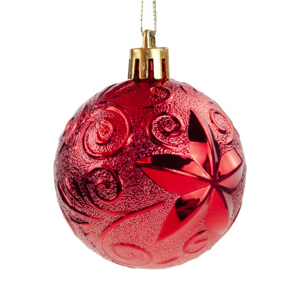 TG74340-4 Großes Set Weihnachtskugeln, rote Christbaumschmuckkugeln