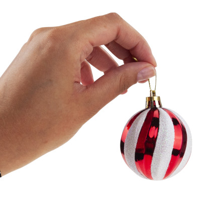 TG74340-4 Großes Set Weihnachtskugeln, rote Christbaumschmuckkugeln
