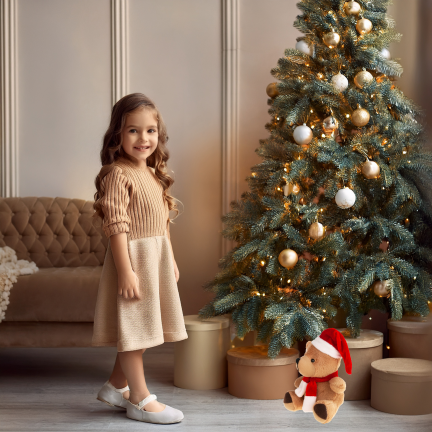 TG74792 Weihnachts-Plüschbär, Maskottchen, Kuscheltier, Nikolausgeschenk