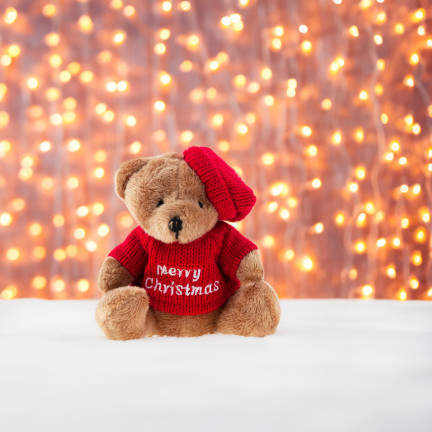 TG74796 WEIHNACHTEN TEDDYBÄR MASKOTTCHEN KUSCHELIG SCHLÜSSELANHÄNGER IN PULLOVER UND HUT