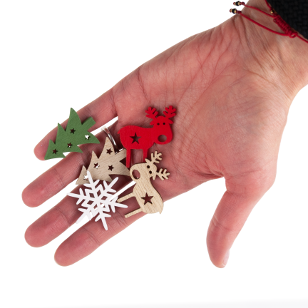 TG75361 Weihnachtsdekoration aus Holz, 36 Stück – Weihnachtsbäume, Schneeflocken und Rentiere