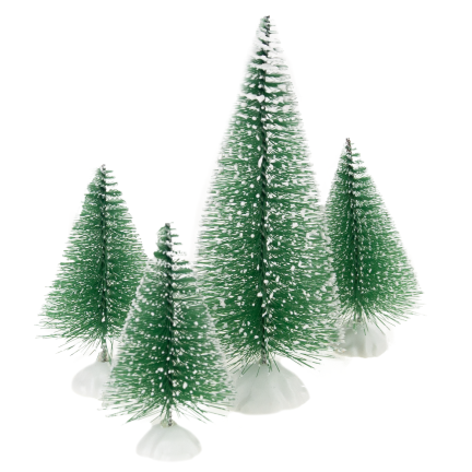 TG75847 Set mit 4 verschneiten Weihnachtsbäumen auf Ständern, Weihnachtsdekoration aus Draht