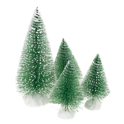 TG75847 Set mit 4 verschneiten Weihnachtsbäumen auf Ständern, Weihnachtsdekoration aus Draht