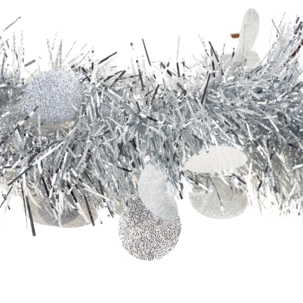 Tg76142-1 Weihnachtsbaumkette String Weihnachtsgirlande Silber mit Ornamenten