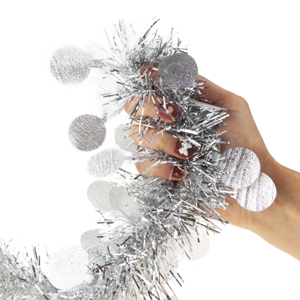 Tg76142-1 Weihnachtsbaumkette String Weihnachtsgirlande Silber mit Ornamenten