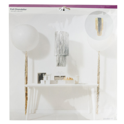 CV76151-2 DECKE DEKORATION KRONLEUCHTER GOLDFOLIE LAMPENSCHIRM PARTY GEBURTSTAG SILVESTER
