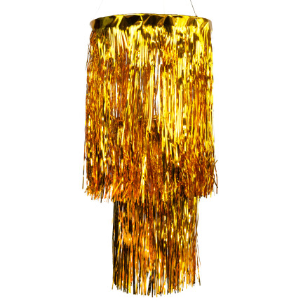 CV76151-2 DECKE DEKORATION KRONLEUCHTER GOLDFOLIE LAMPENSCHIRM PARTY GEBURTSTAG SILVESTER