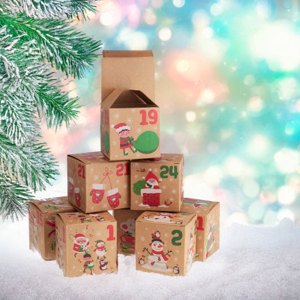 Adventskalender, Faltboxen, leer, zum Selbermachen, aus Papier