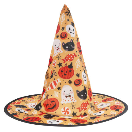 Hexenverkleidung, Zauberin Kostüm, orange und schwarz, für Mädchen, für Halloween Ball, Set