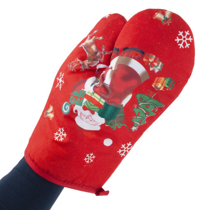 TG76545 Küchenhandschuh mit Weihnachtsmotiv – weihnachtlicher Pfotenabdruck – Weihnachten