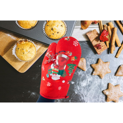TG76545 Küchenhandschuh mit Weihnachtsmotiv – weihnachtlicher Pfotenabdruck – Weihnachten