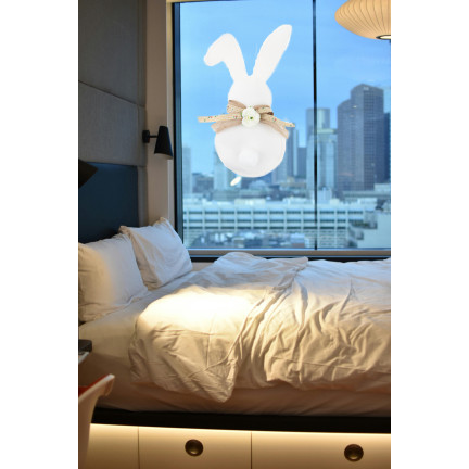 TG76734-1 Hasen-Anhänger, Osterdekoration, Osterhase, weißer Stoff