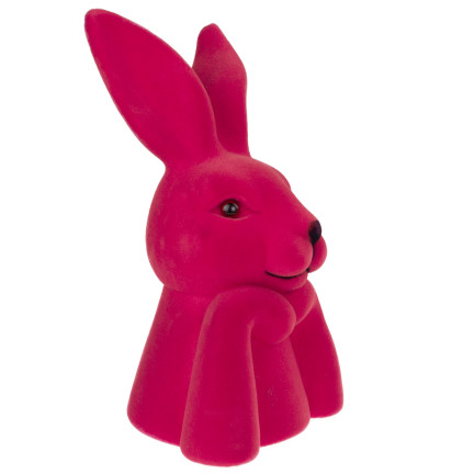 TG76817-4 Velours-Hase, Osterhase, beflockter Hase, Dekoration für einen 27cm großen dekorativen Tafelaufsatz