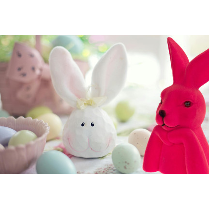 TG76817-4 Velours-Hase, Osterhase, beflockter Hase, Dekoration für einen 27cm großen dekorativen Tafelaufsatz