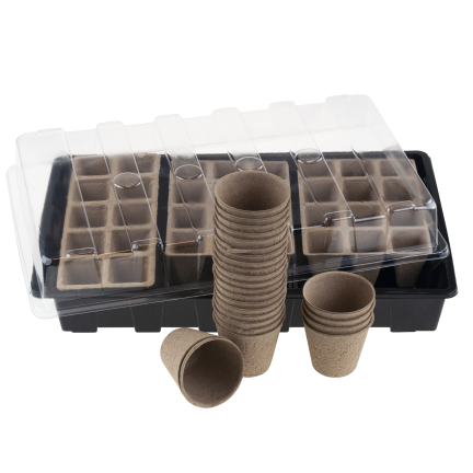 TG77613 Setzlingsset, Mini-Gewächshaus für Setzlinge, Torf-Töpfe