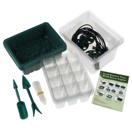 TG77615 Set aus 5 Mini-Setzlingsgewächshäusern mit LED-Beleuchtung, ideal für Keimung und Pflanzenwachstum, Startertrays