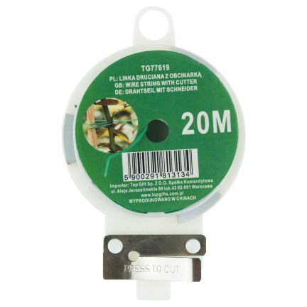 TG77619 Gartendraht, Gartenstrumpfband, Seil mit Abschneider 20m