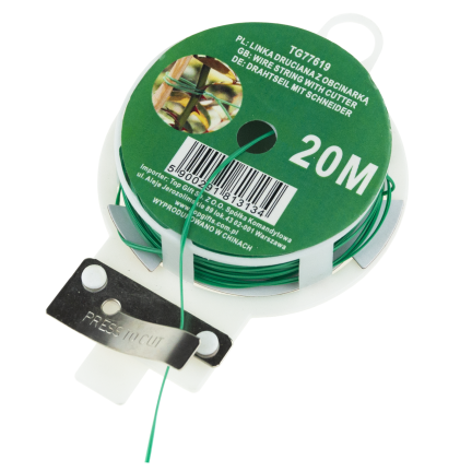 TG77619 Gartendraht, Gartenstrumpfband, Seil mit Abschneider 20m