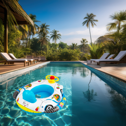 TG77791 KINDERSCHWIMMRAD-PONTONAUTO MIT LENKRAD