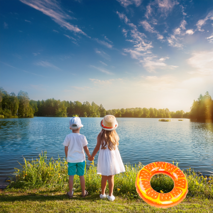 TG77798 AUFBLASBARES RAD ORANGE FÜR SCHWIMMEN STRAND KINDERBECKEN