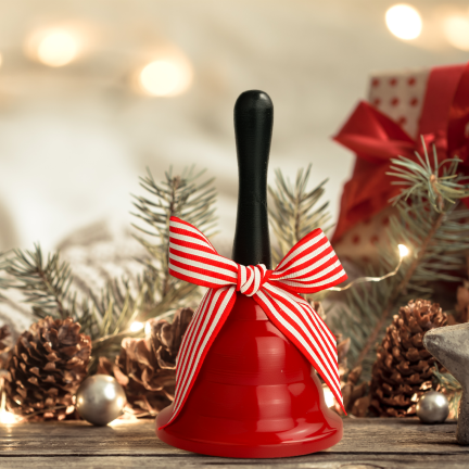 TG78068 – rote Metallglocke mit Schleife – elegante Weihnachtsdekoration