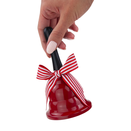 TG78068 – rote Metallglocke mit Schleife – elegante Weihnachtsdekoration