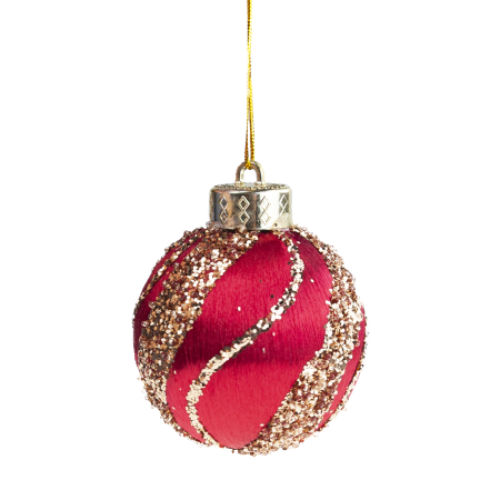 TG78532-3 POLYSTYROL KUGELN ROT KASTANIENBRAUN GLITTER ANHÄNGER 3 STÜCK