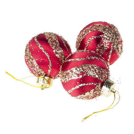 TG78532-3 POLYSTYROL KUGELN ROT KASTANIENBRAUN GLITTER ANHÄNGER 3 STÜCK