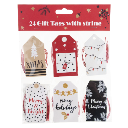 Geschenkanhänger, Geschenkanhänger aus Papier, weihnachtliche Motive, verschiedene Designs, 24 Stück