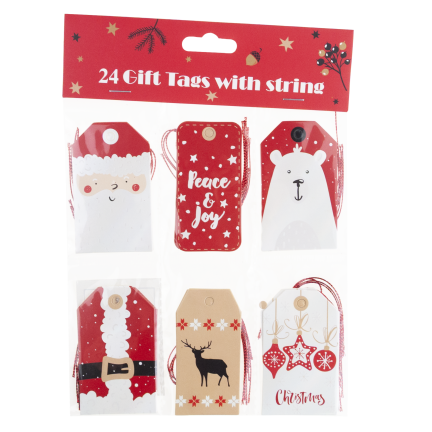 Geschenkanhänger, Geschenkanhänger aus Papier, weihnachtliche Motive, verschiedene Designs, 24 Stück