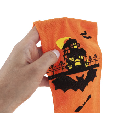 Strümpfe, orange, Thema Halloween, mit Fledermäusen, für Party, 1 Paar