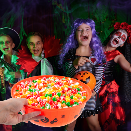 TG78553 Halloween-Bonbonschale mit Kürbismotiv, orange, 29 cm