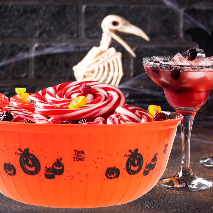 TG78553 Halloween-Bonbonschale mit Kürbismotiv, orange, 29 cm
