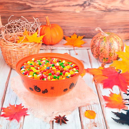 TG78553 Halloween-Bonbonschale mit Kürbismotiv, orange, 29 cm