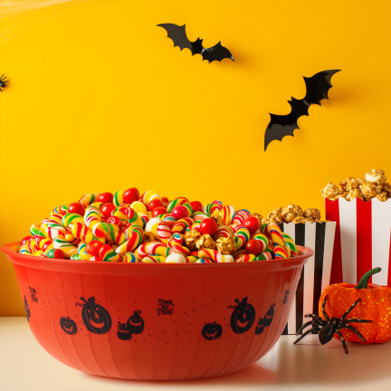 TG78553 Halloween-Bonbonschale mit Kürbismotiv, orange, 29 cm