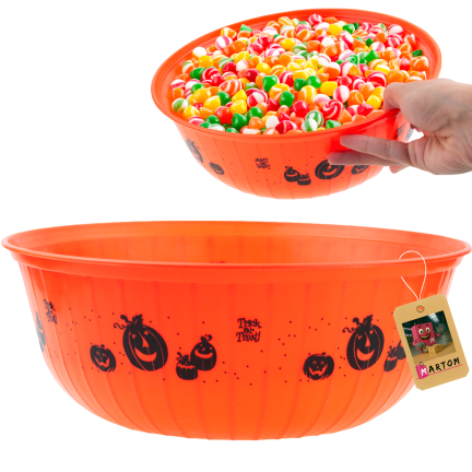 TG78553 Halloween-Bonbonschale mit Kürbismotiv, orange, 29 cm